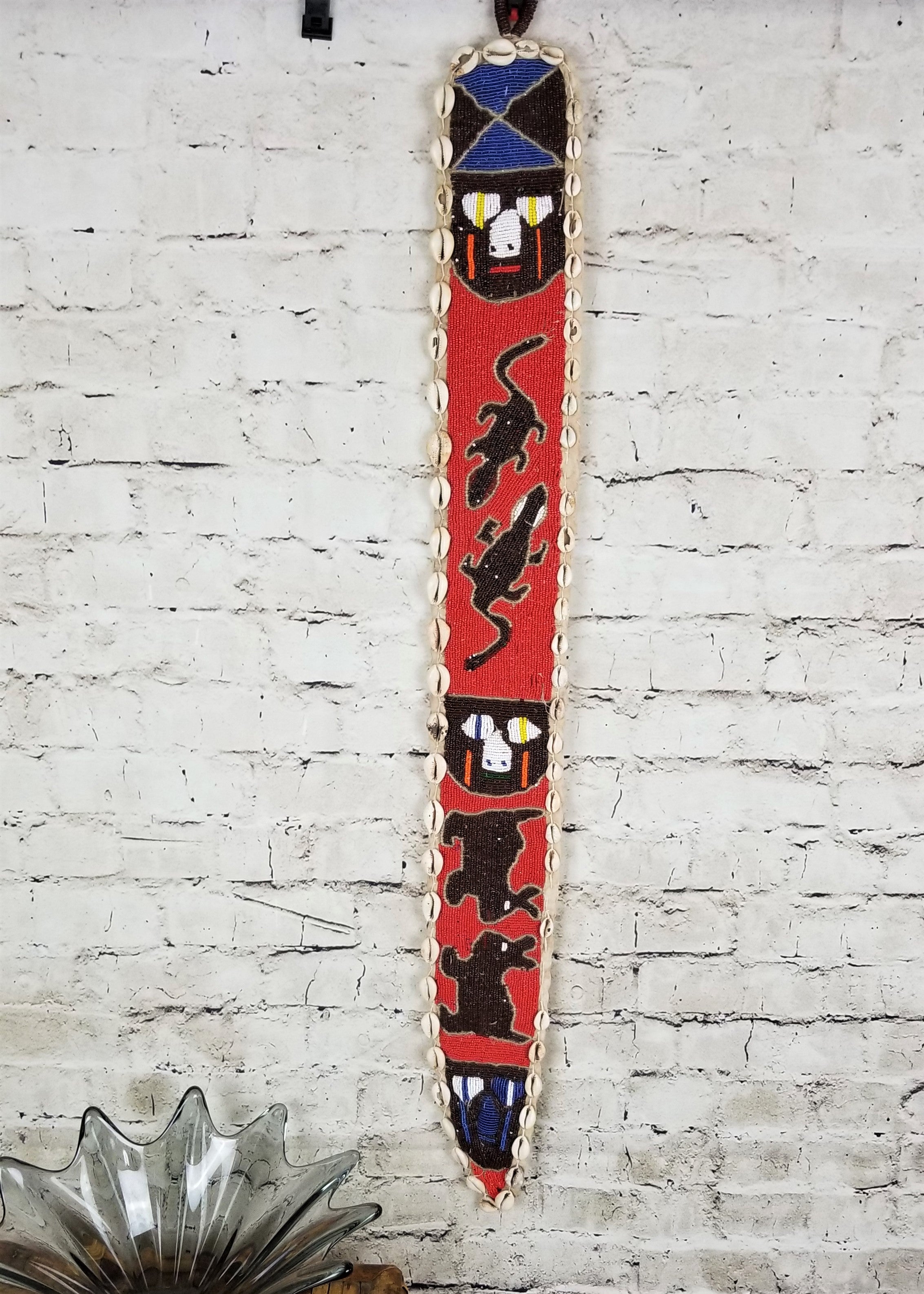 Vintage African Beaded Belt Wall Hanging Seed Bead