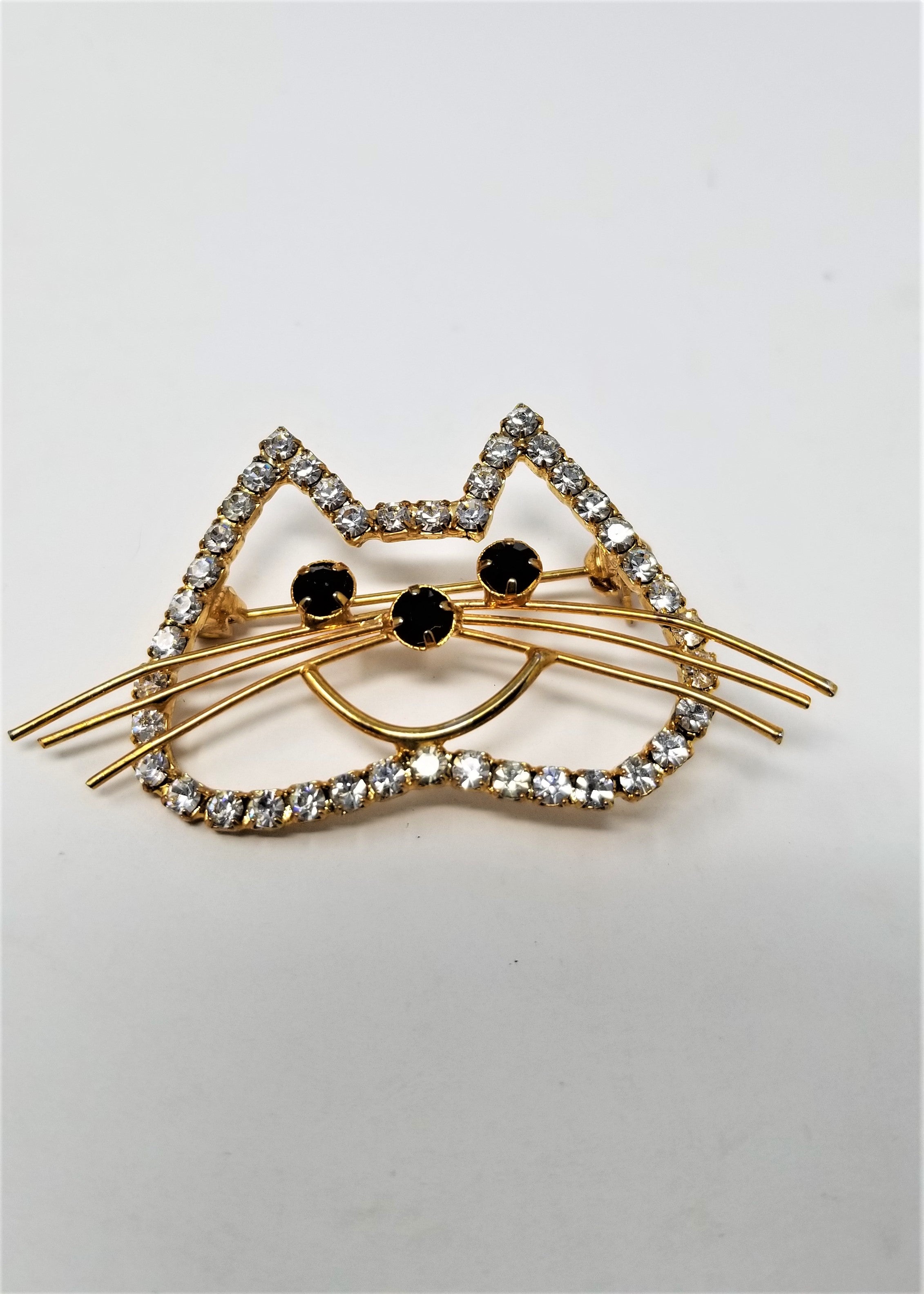 Sweet Rhinestone Cat Pin Brooch