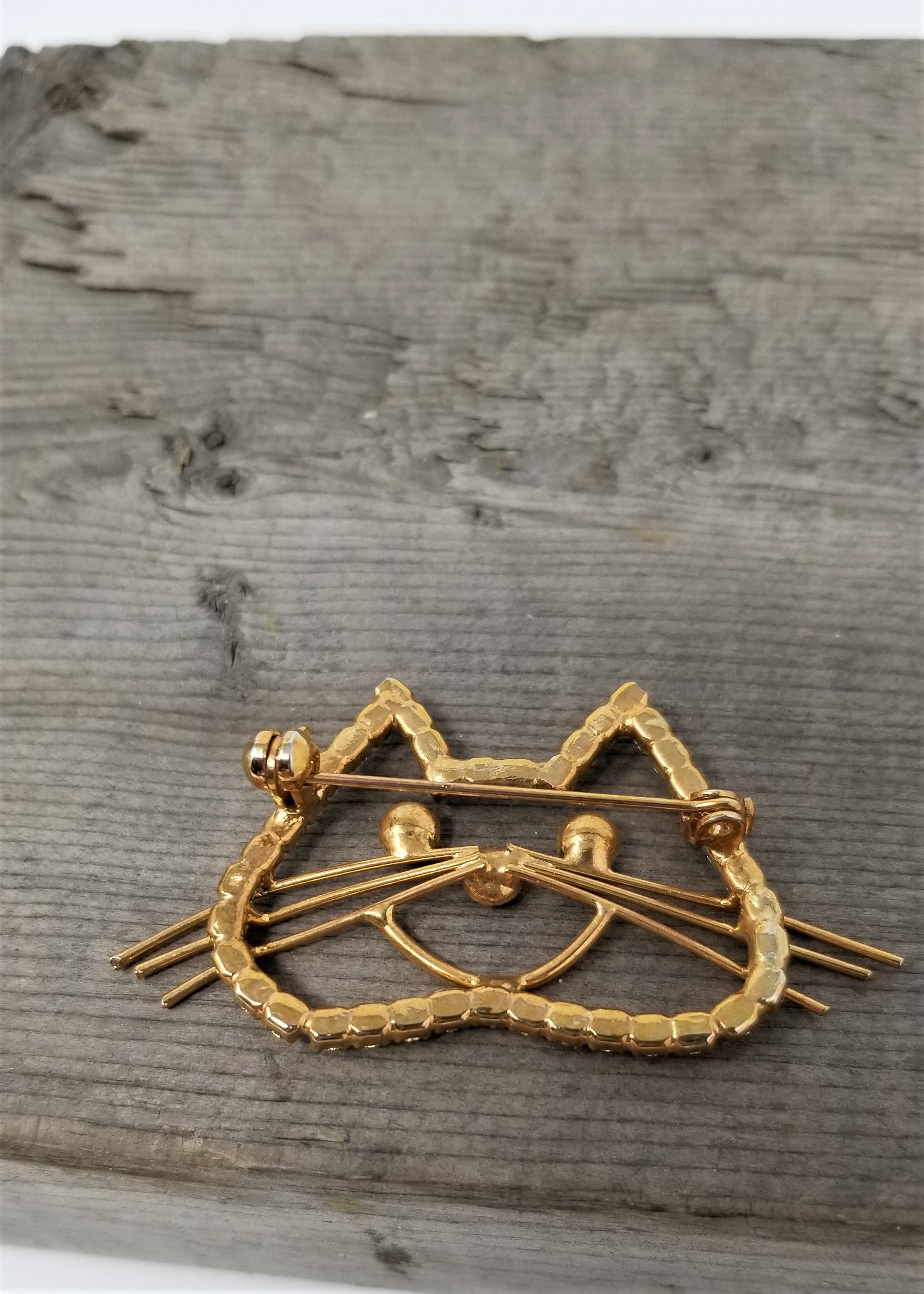Sweet Rhinestone Cat Pin Brooch