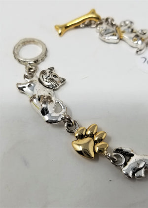 Cute Cat & Dog Bracelet Silver & Gold