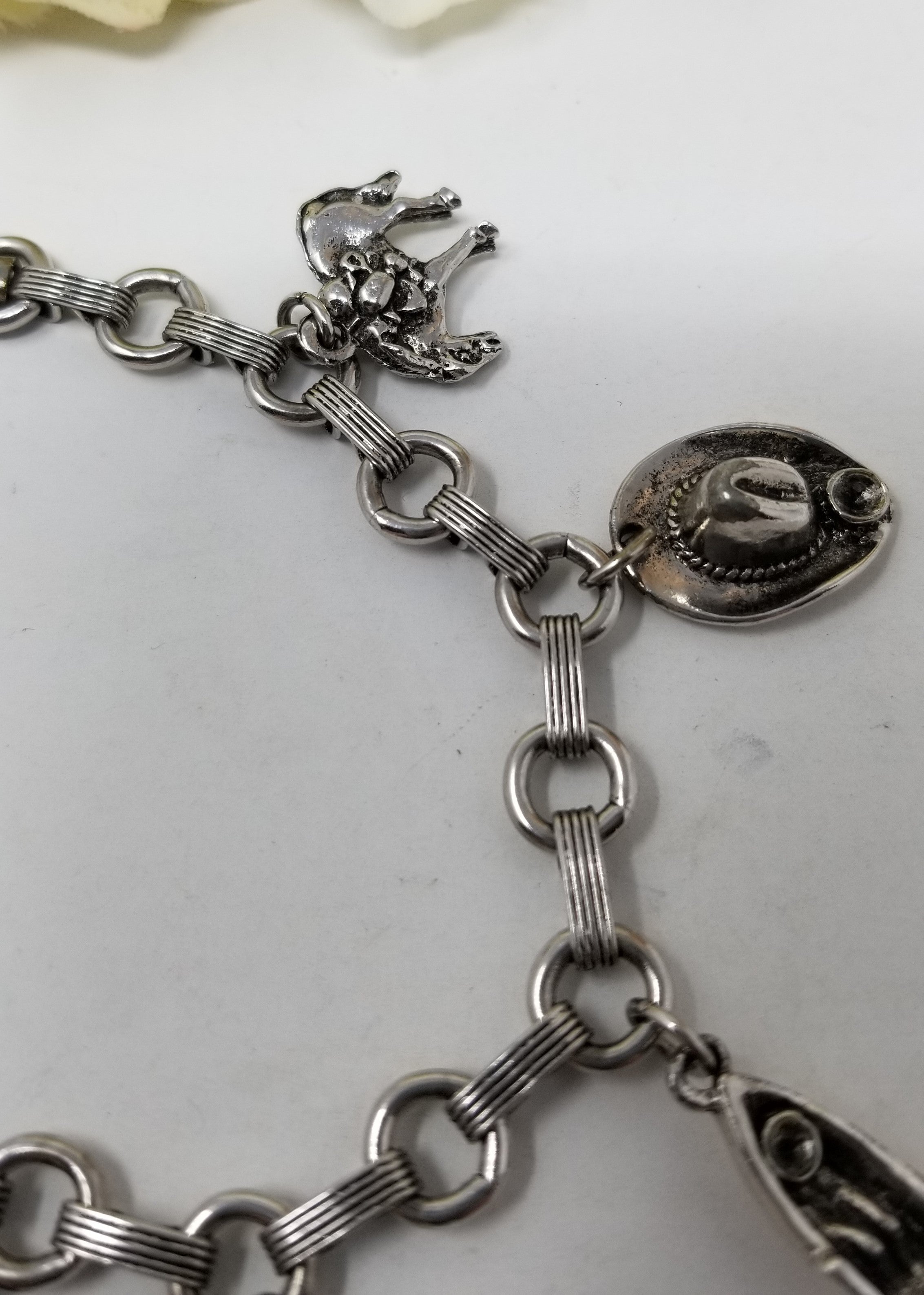 Western Theme Charm Bracelet in Silver