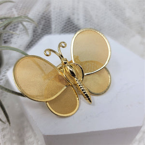 Gold Butterfly Pin Brooch Mesh Wings Vintage Brooch