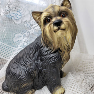 Vintage Yorkshire Terrier Porcelain Figurine Dog Figurine Yorkie 7" Tall