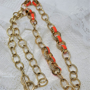 Awesome Heavy Chain Rhinestone & Enamel Necklace