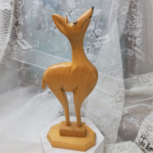 Hand Carved Deer Figurine Vintage Blond