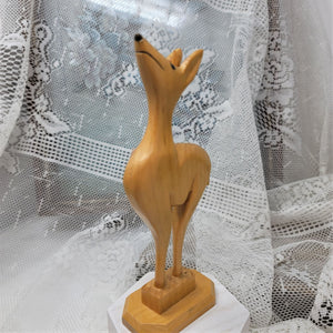 Hand Carved Deer Figurine Vintage Blond