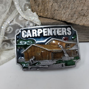 Carpenters Belt Buckle 1988 Vintage Siskiyou Silver & Enameled