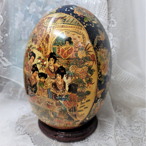 Royal Satsuma Hand Painted Egg Japanese Geisha Oriental Asian