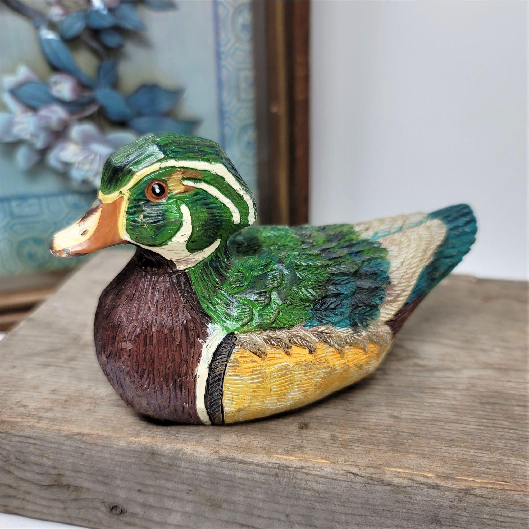 Vintage Handpainted Wax Duck Sculpture RUSS BERRIE