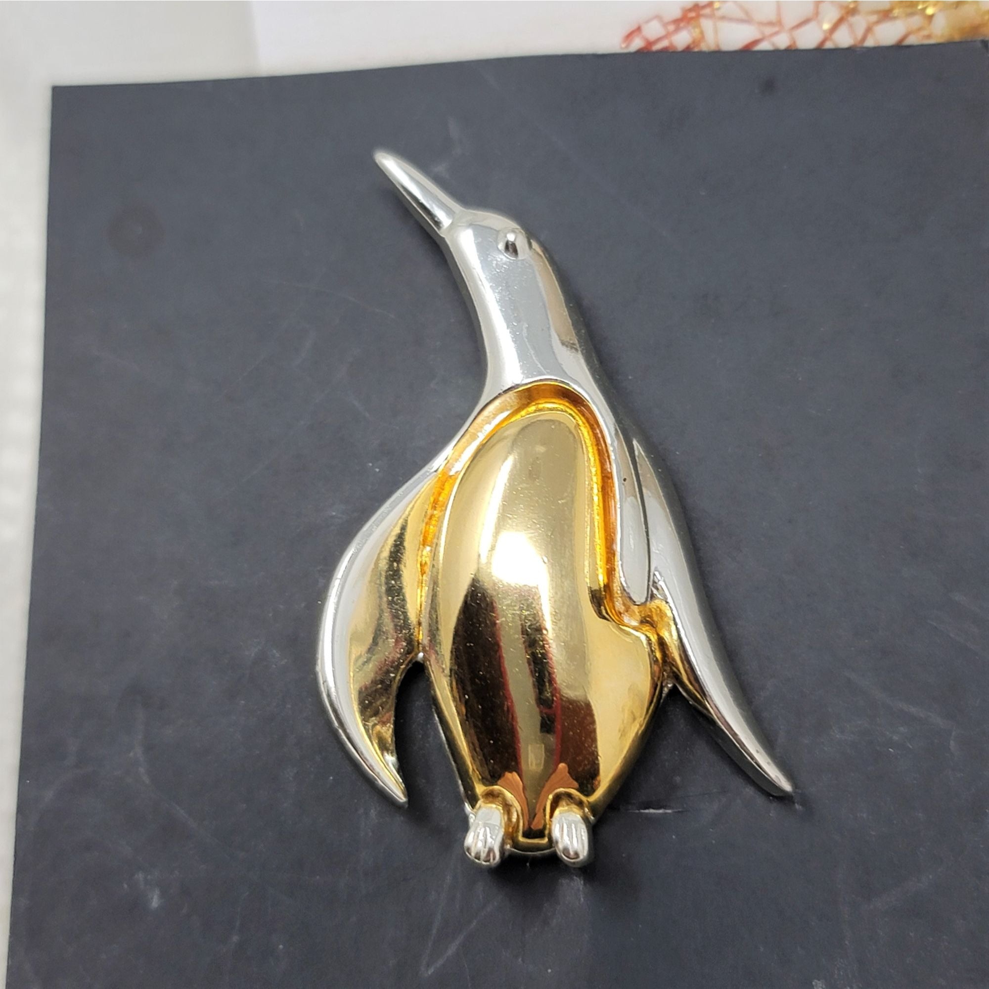 Penquin Pin Brooch in Gold & Silver