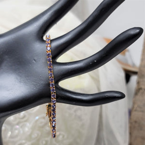 Tennis Style Rhinestone Bracelet Violet Purple Prong set Safety Clasp