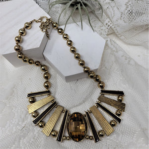 Gold & Jumbo Topaz Modern Necklace