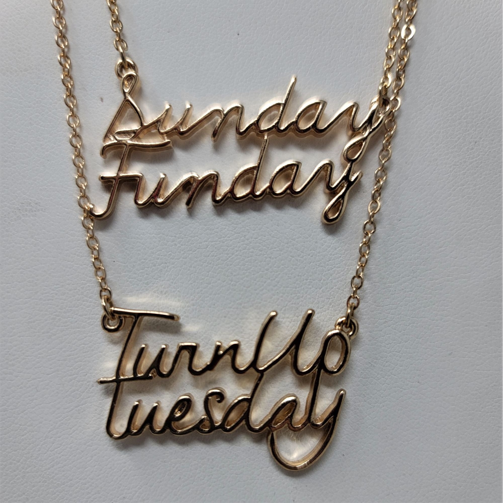 4 Gold tone Necklaces Day of the Week Style