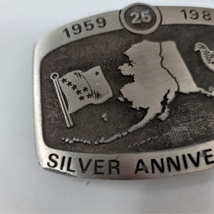 Alaska Mens Belt Buckle Silver Anniversary 1959 to 1984