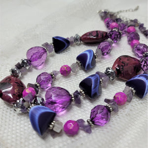 Shades of Purple Double Strand Necklace Amethyst Chips