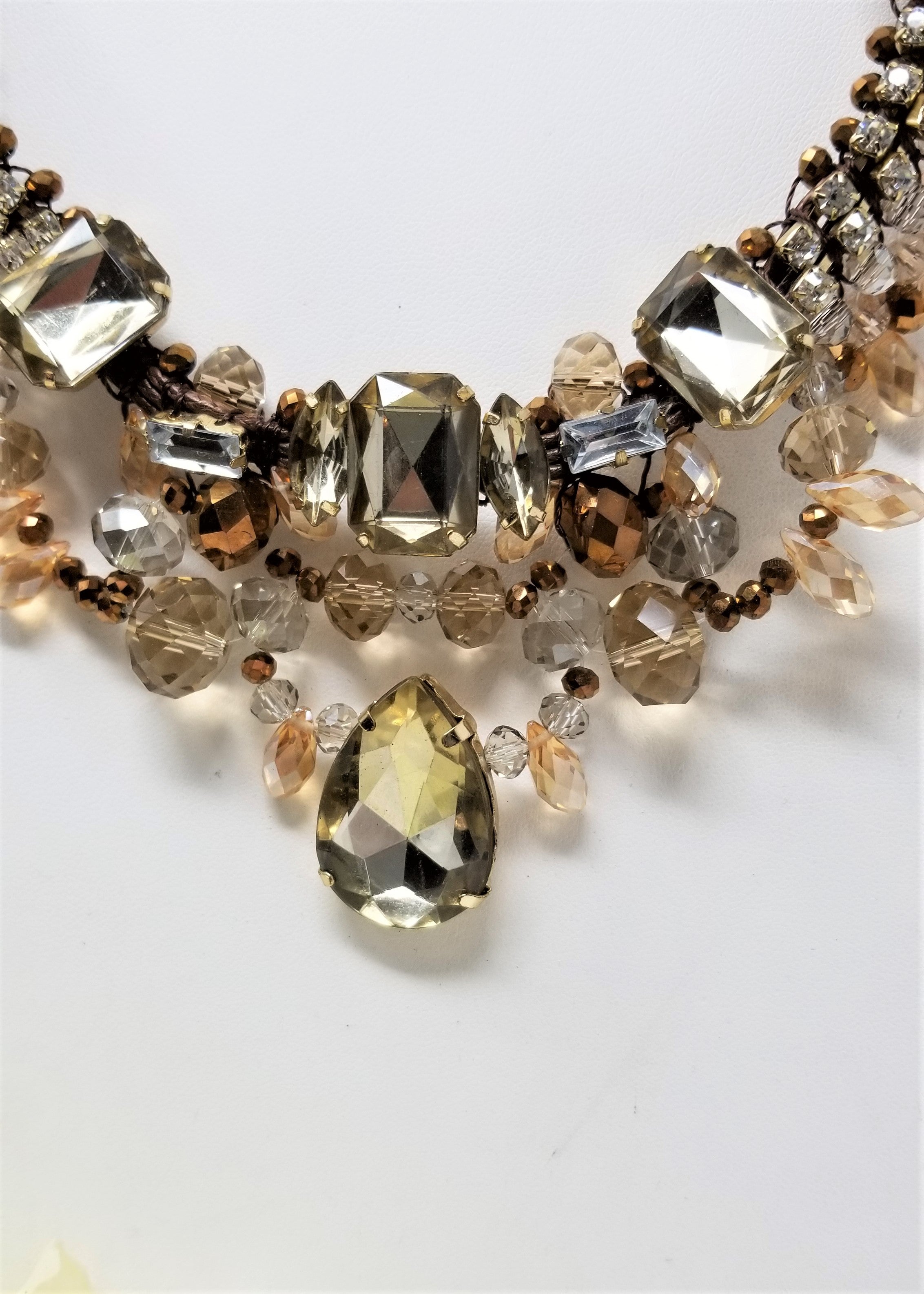 Stunning Rhinestone and Czech Glass Bead Statement Necklace