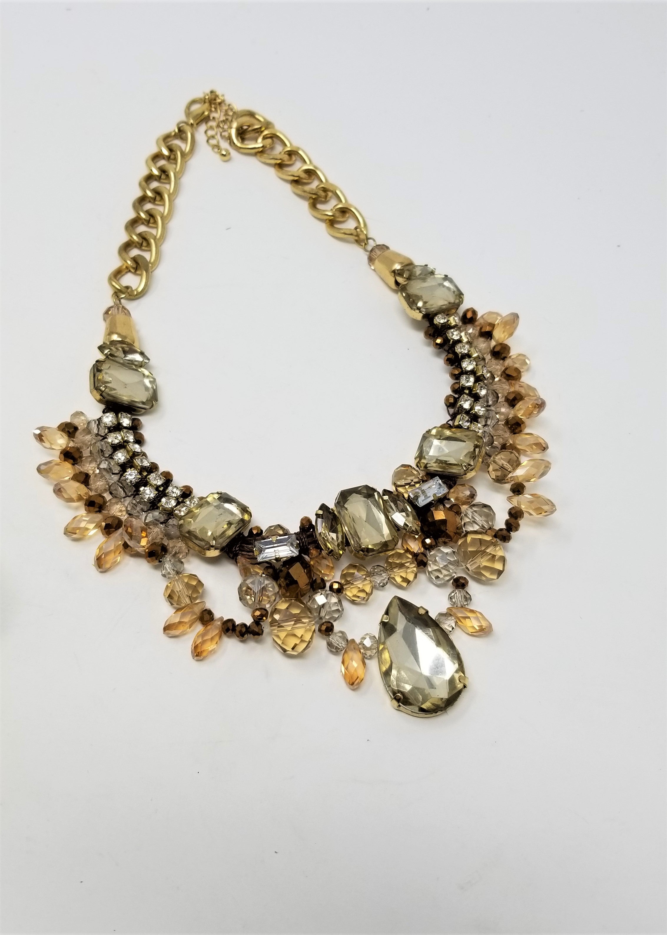 Stunning Rhinestone and Czech Glass Bead Statement Necklace
