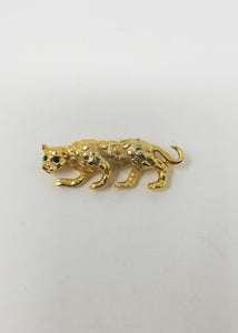 Emerald Eye Leopard Pin / Brooch Vintage