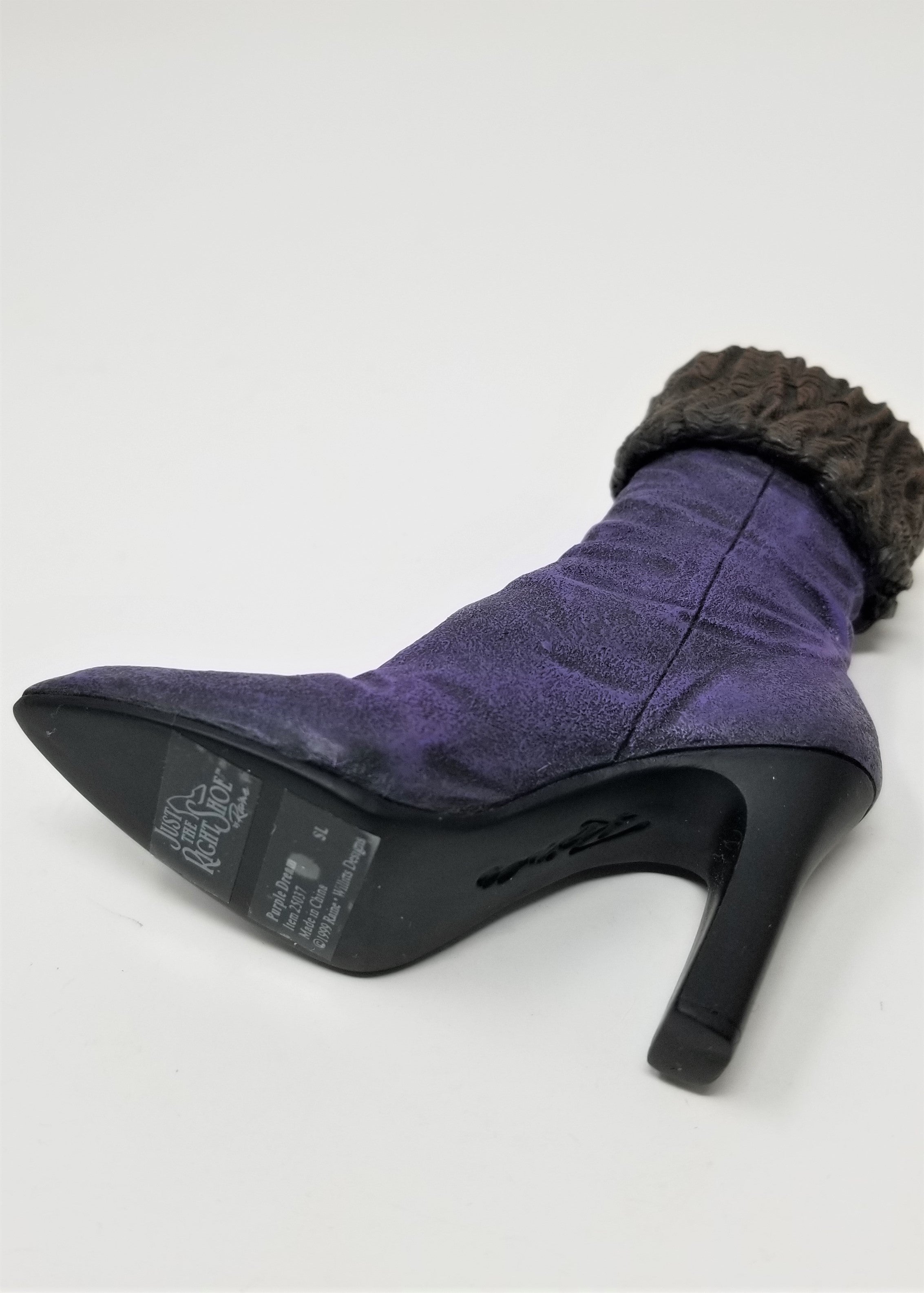 Miniature Boot Purple w/ Cuffed top High Heel