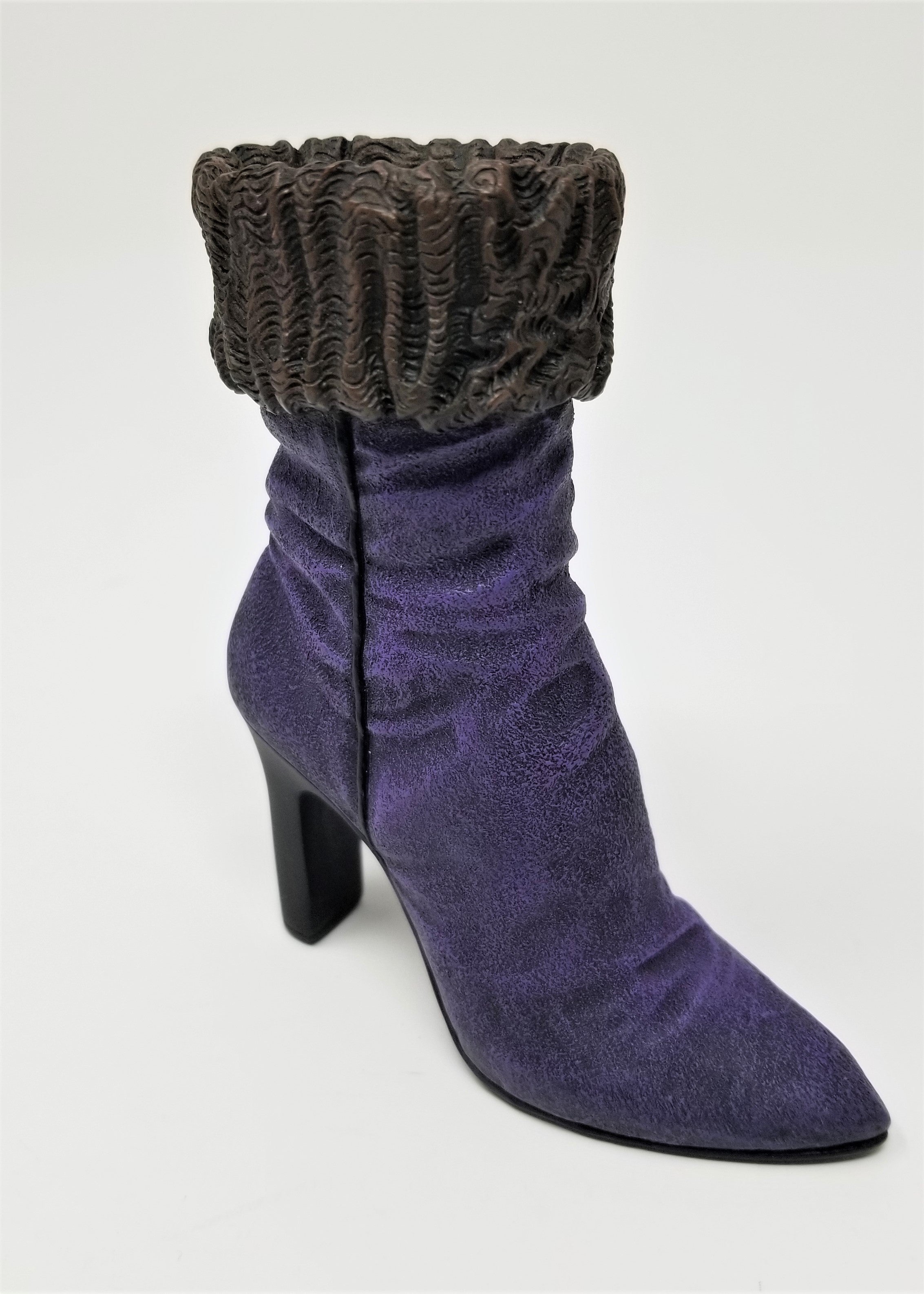 Miniature Boot Purple w/ Cuffed top High Heel