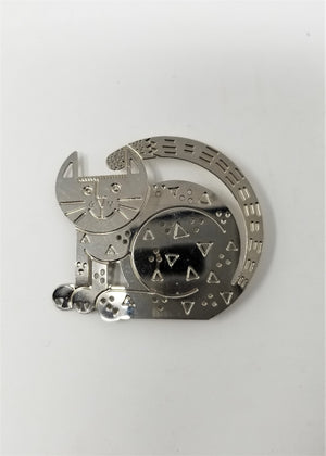 Cute Silver Kitty Cat Pin Brooch Modern Style