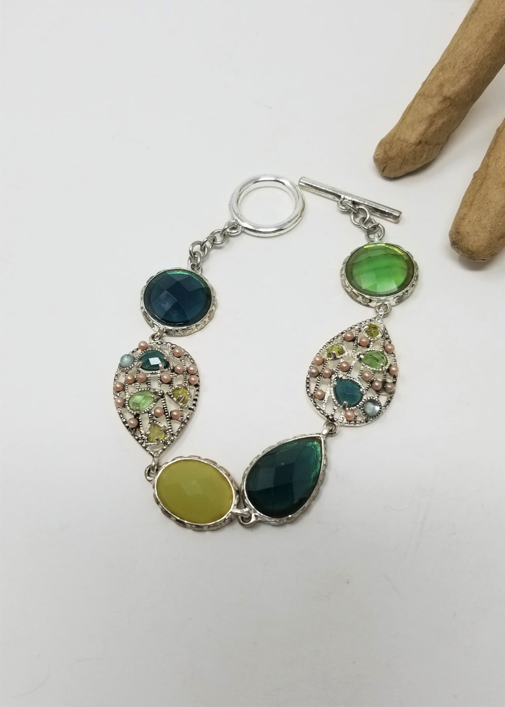 Shades of Green Bracelet Comfortable & Beautiful Toggle Clasp