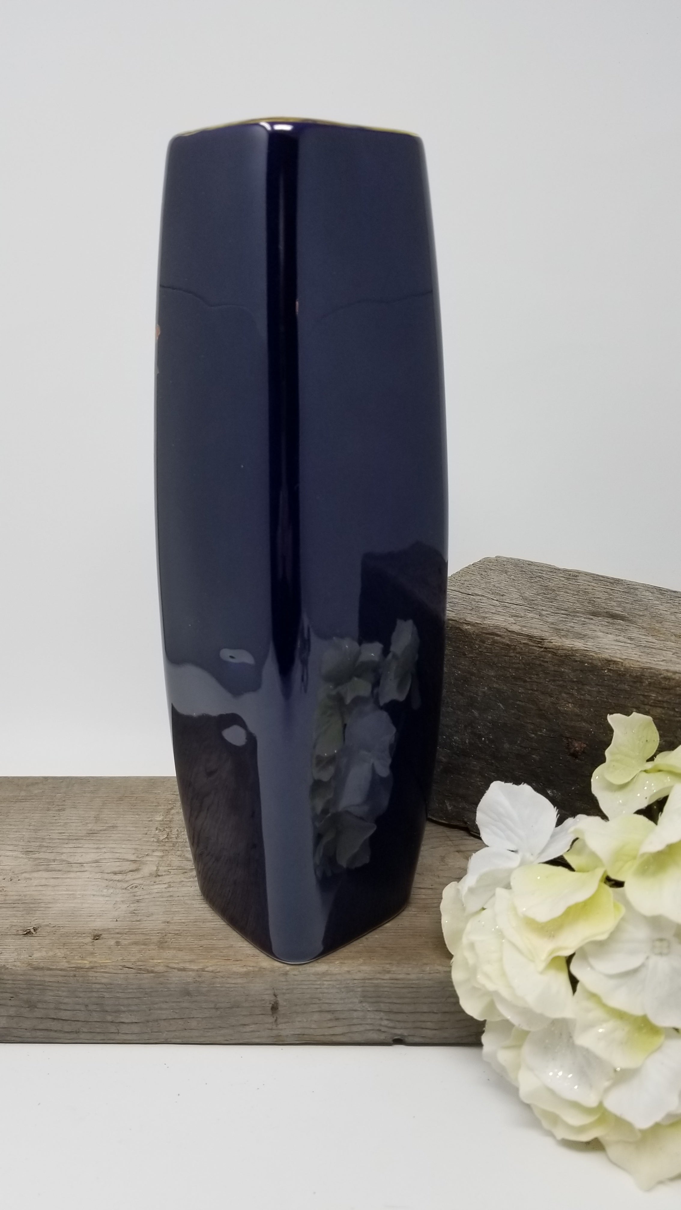 Japan Cobalt Blue Porcelain Peacock Vase