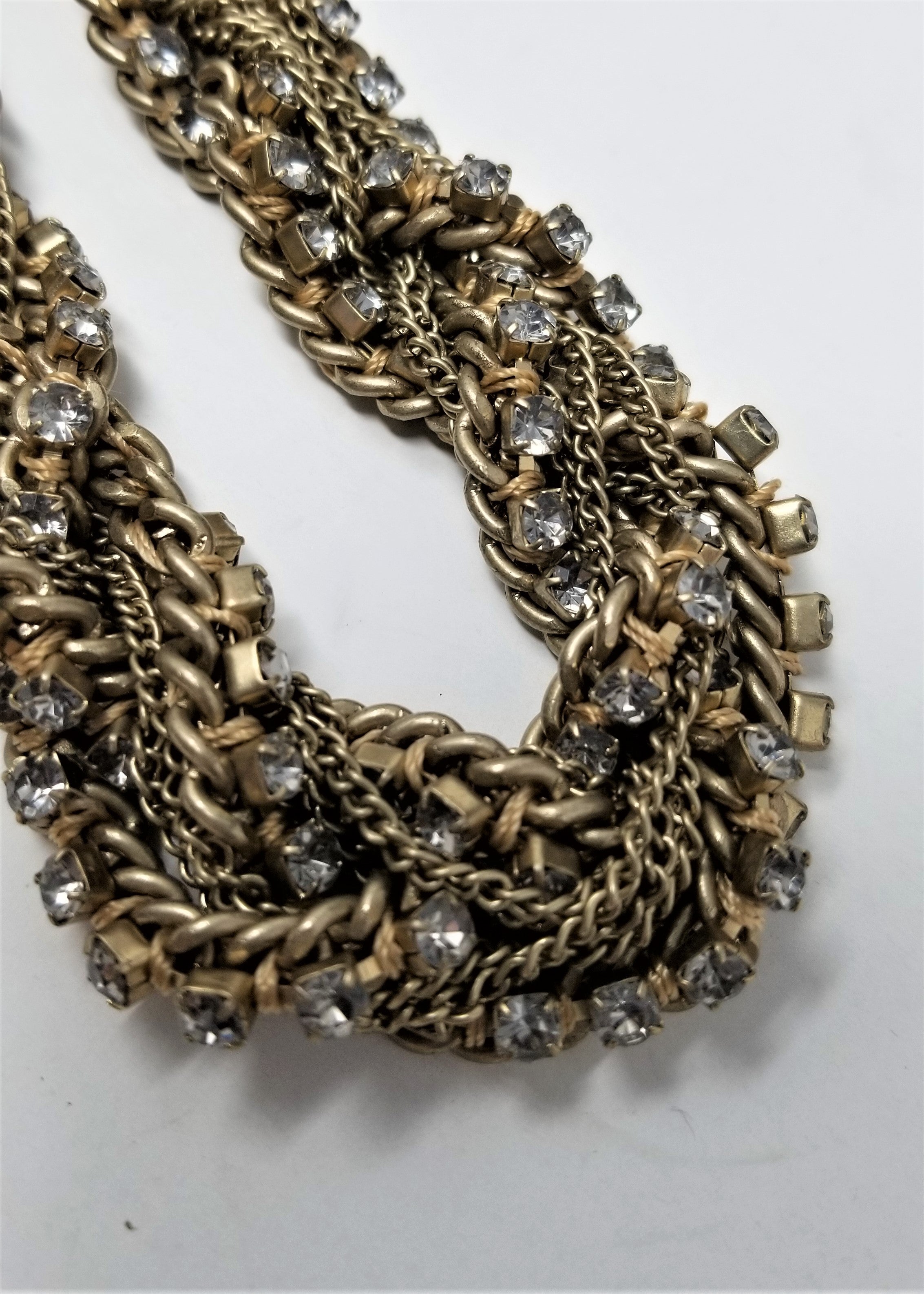 Stunning Antique Gold Chain and Rhinestone Necklace