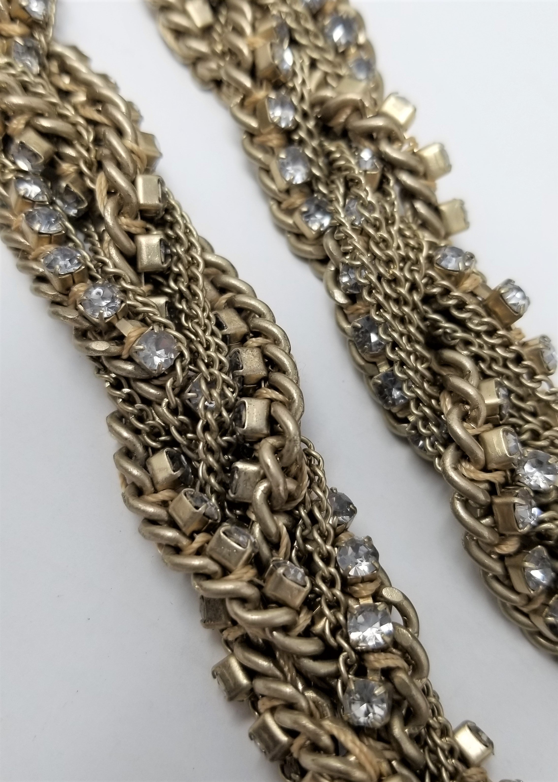 Stunning Antique Gold Chain and Rhinestone Necklace