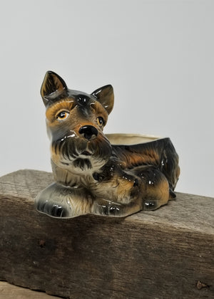 Vintage Terrier Dog Planter Japan Hand-painted
