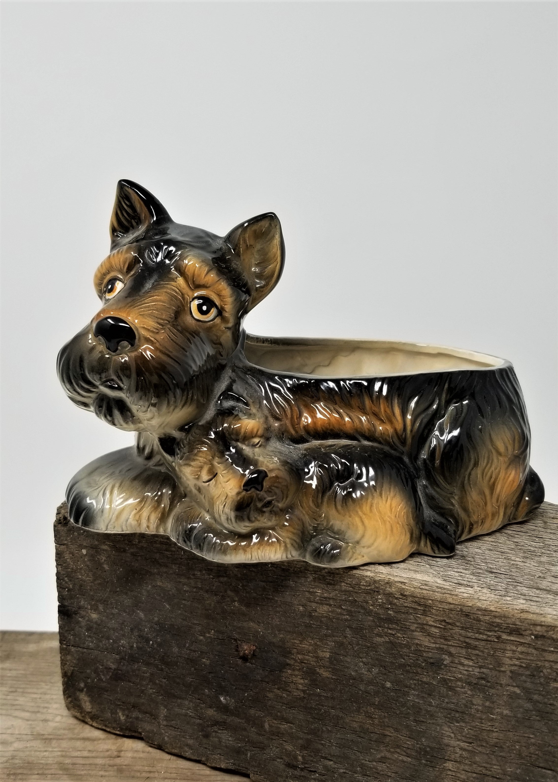 Vintage Terrier Dog Planter Japan Hand-painted