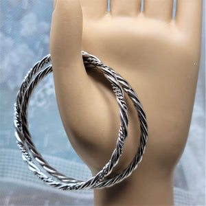 Gorgeous Matching Silver Bangle Bracelets Twist Design