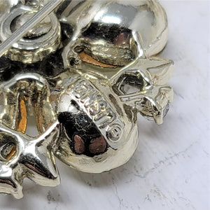 Lisner Rhinestone Flower Pin Brooch Vintage Silver