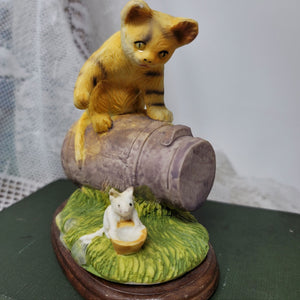 Cat & Mouse Figurine Vintage Tabby Kitty