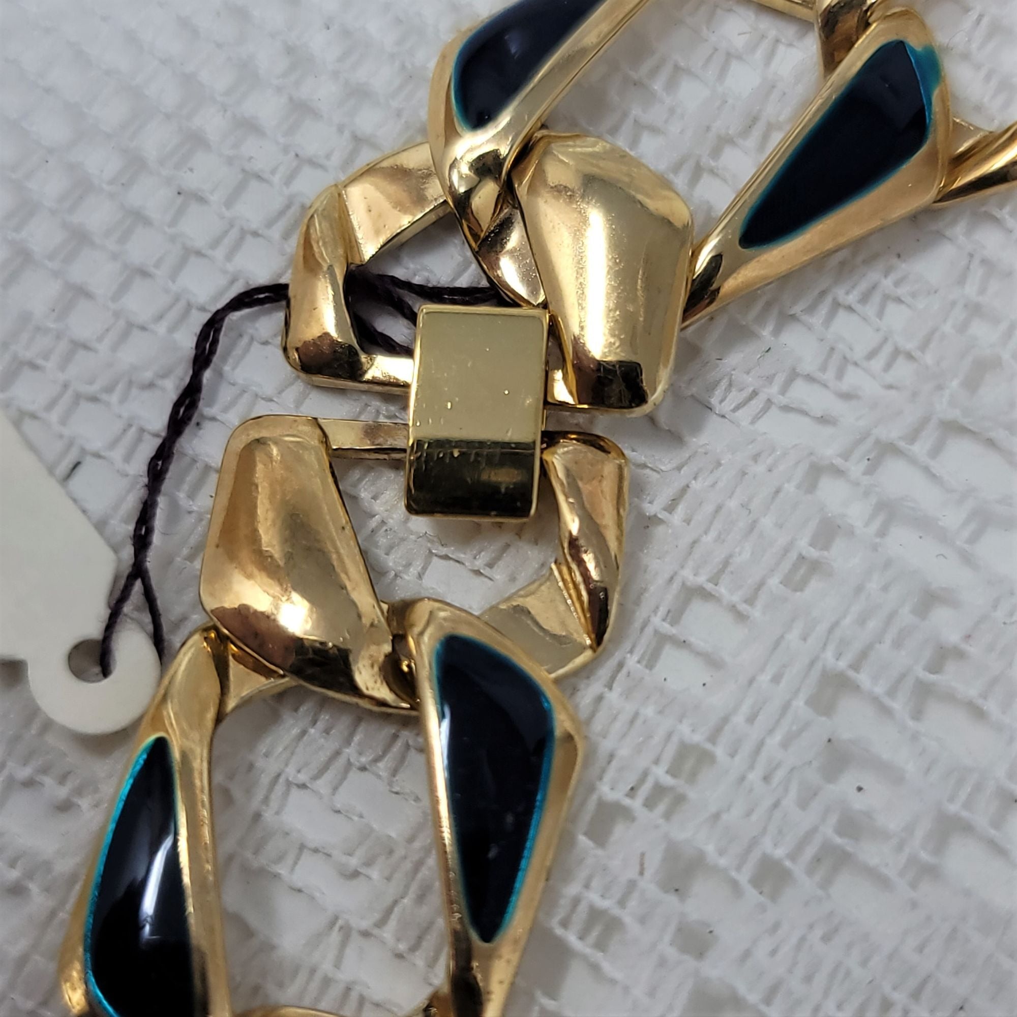 Vintage Necklace Bracelet Set Blue/Green Enameled Goldtone