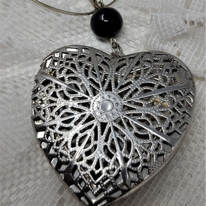 Jumbo Silver toned Large Locket Heart Shape Necklace