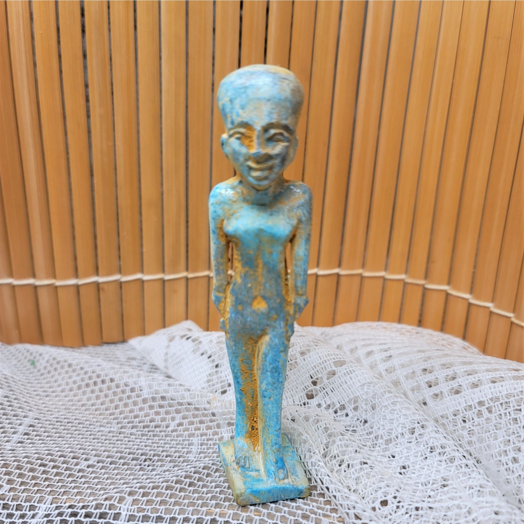 Egyptian God Figurine Vintage Blue 4" Tall
