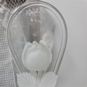 Vintage Hand Blown by Ferenc Frosted ROSE Glass Bell