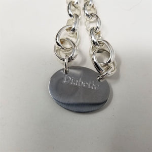 Medical Alert Silver Necklace Diabetic Chain Link