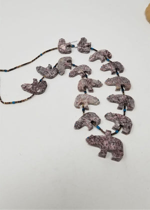 Bear Necklace Jasper Heshi Handmade Southwest Animal Fetish