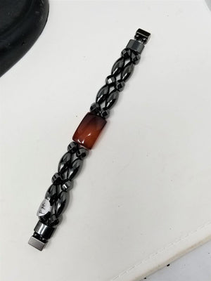 Hematite & Carnelian Bracelet Magnetic Clasp
