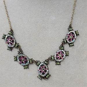 Top Shelf Rhinestone Necklace Pink & Green Choker