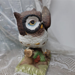 Vintage Owl Ready for Flight Porcelain Brown