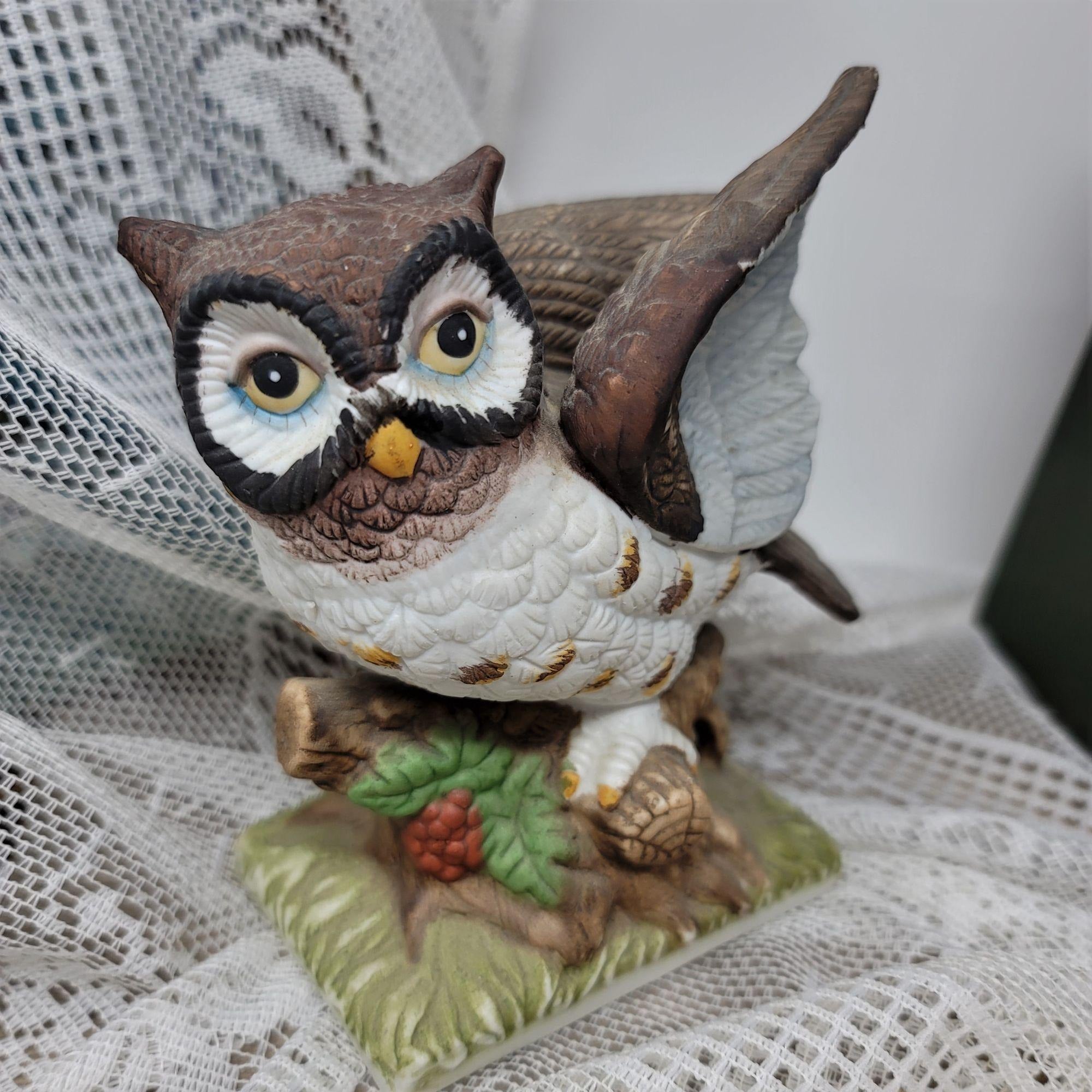 Vintage Owl Ready for Flight Porcelain Brown