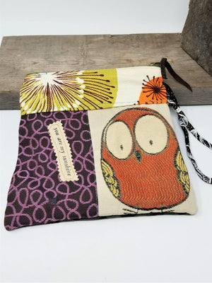 Cute Fabric Owl Bag Wristlet Zipper