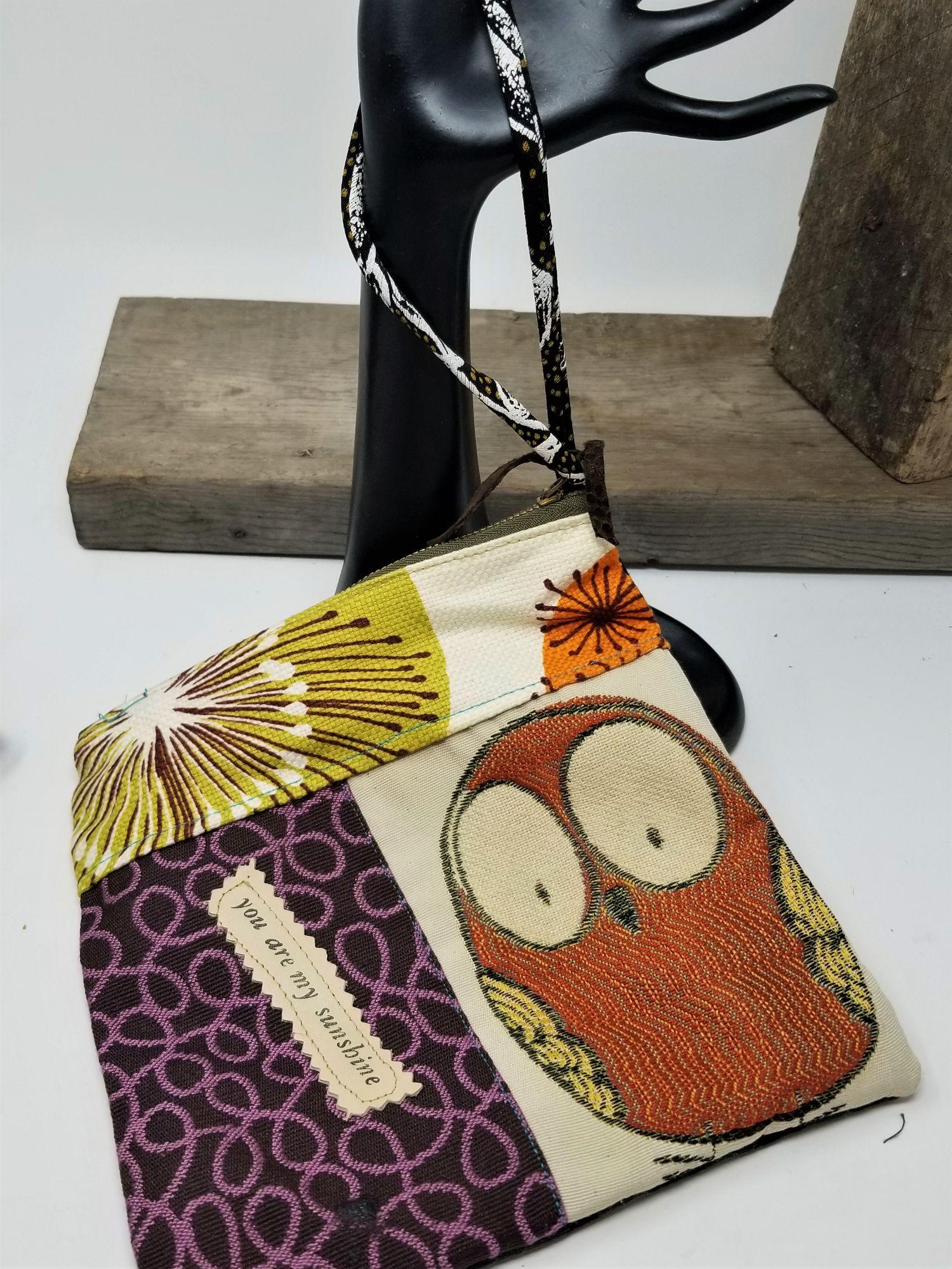 Cute Fabric Owl Bag Wristlet Zipper