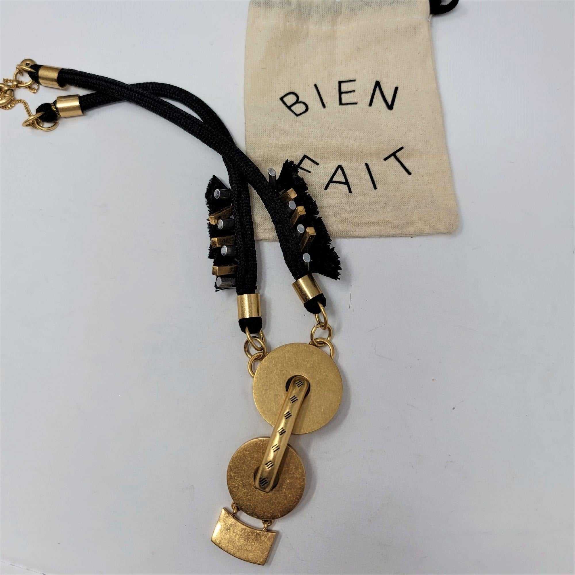 Madewell Modern Necklace 16" Long Brass & Silver & black Brass