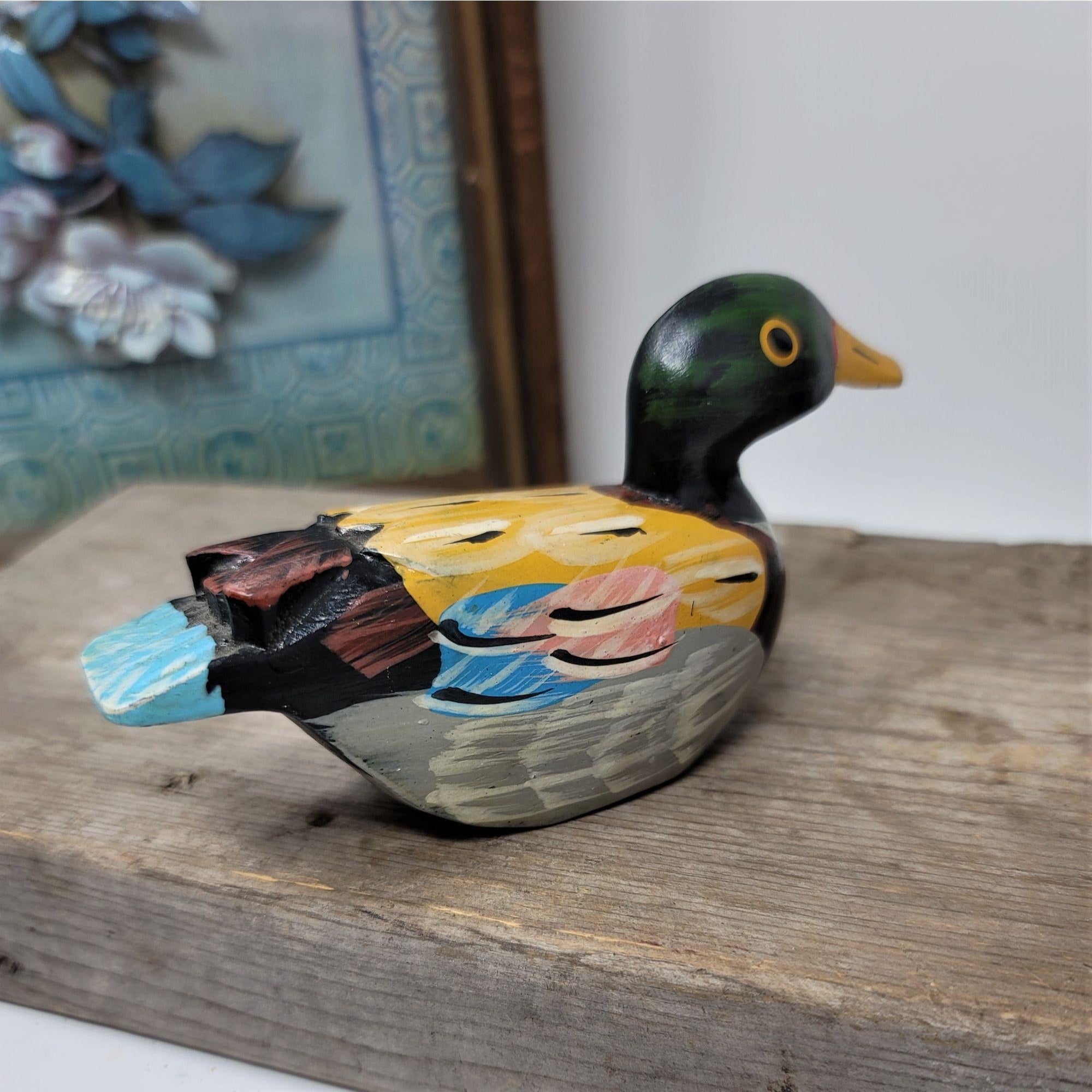 Small Hand Painted Vintage Duck Figurine