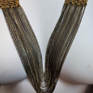 Elegant Hand Woven Seed Bead & Chain Necklace