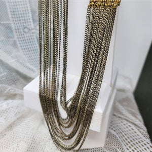 Elegant Hand Woven Seed Bead & Chain Necklace